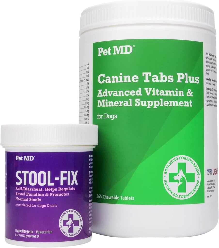 Pet MD pasji zavihki Napredni multivitaminski in Stool fix