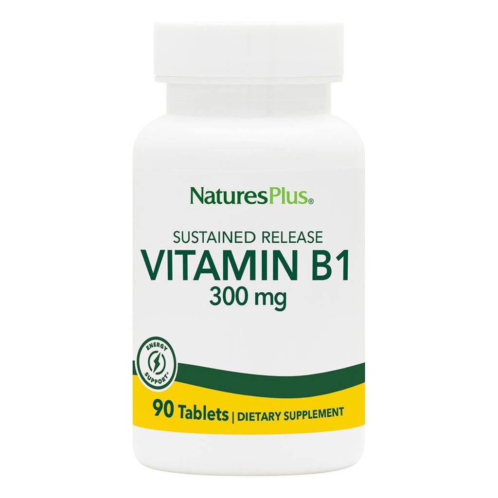 Natures Plus Vitamin B1 (Tiamin HCI), trajno sproščanje - 300 mg, 90 Vegetarijanske tablete - Gluten-free - 90 Servinges