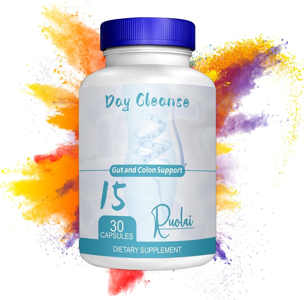 Ruolai 15 Day Gut Cleanse Gut in Colon podporo, Detox čiščenje s Senna Leaf in Psyllium Husk, spodbujanje rednost, zmanjšanje napihnjenosti, naravna formula