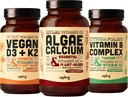 Algae Calcium & Vegan D3 + K2 & Vitamin B Kompleksni paket - Kalcijev dodatek iz rdeče alge, 4000 i.e. vitamina D3 in 100mcg vitamina K2, Essential B vitamini