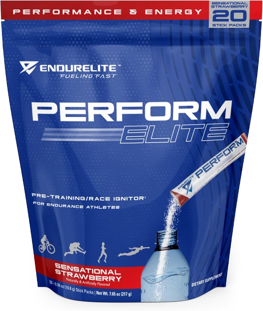 EndurElite Performe Elite- Pred vadbo v prahu dodatek- Pred treningom za vzdržljivost športnikov- 20 Serving Bag- Senzational jagode