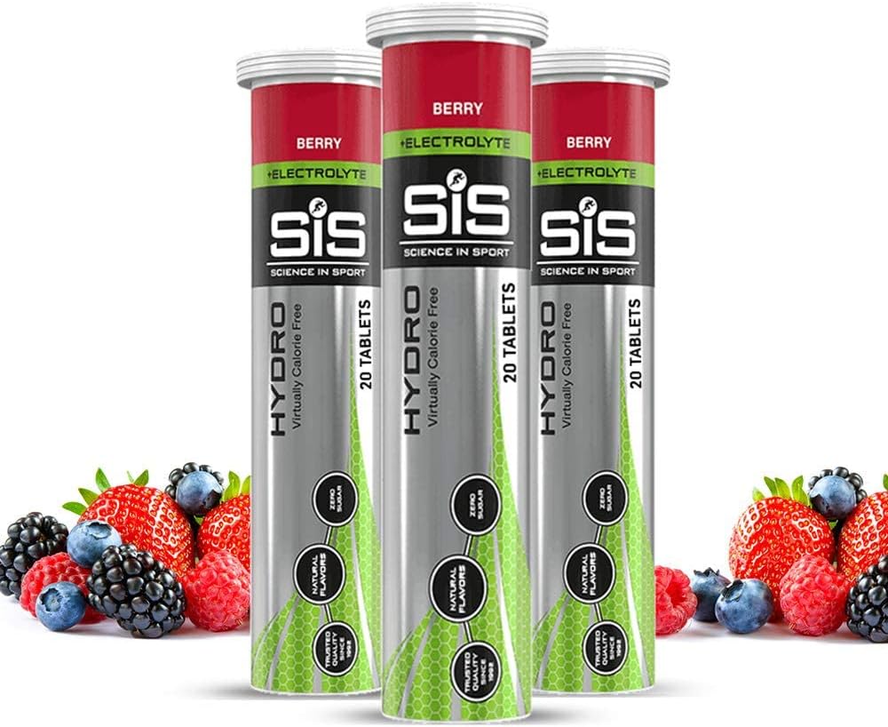 Tablete SIS za hidracijo, elektrolitski napitek za izboljšano hidracijo, vzdržljivostni zavihki za tek, kolesarjenje, triatlon, vegan, brez glutena - Berry - 20 tablet - 3 paketi