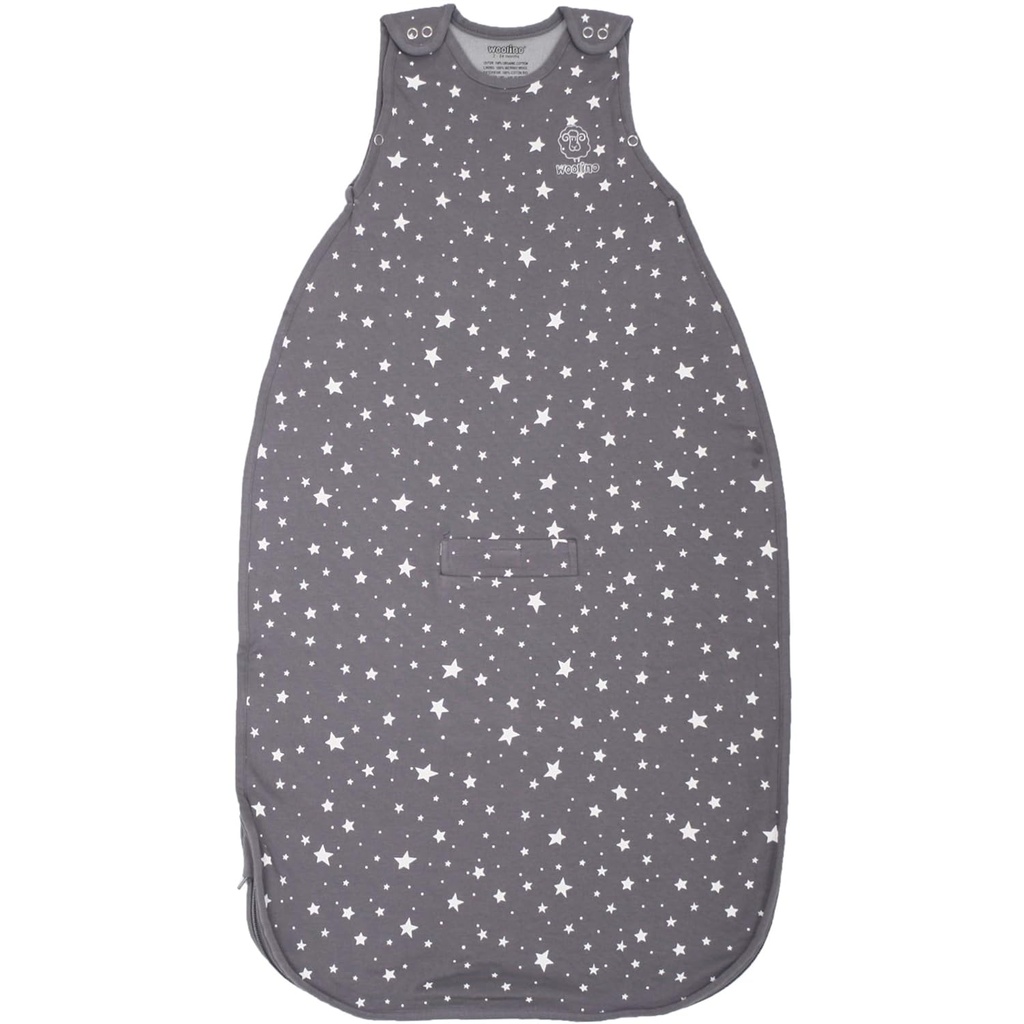 Wolino Toddler Spanje Sack, 4 Sezona, Merino Wool and Organic Cotton, Baby Sleep Bag, 2-4 let, Star Gray