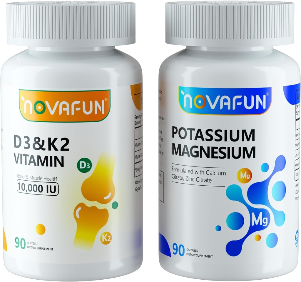 Kalij Magnezij s kalcijevim cinkom & D3 K2 Vitamin dopolnila paket za srce, kosti, zdravje mišic