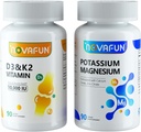 Kalij Magnezij s kalcijevim cinkom & D3 K2 Vitamin dopolnila paket za srce, kosti, zdravje mišic