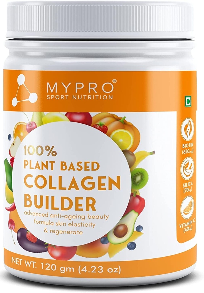 Cuty Sport Nutrition Plant Base Collagen Builder Obogaten z (Biotin,Silica,Sesbania, Bamboo Shoot) Napredno Anti-ageing Beauty Formula Elastičnost kože & Regenerate, za moške in ženske, 4.23 oz