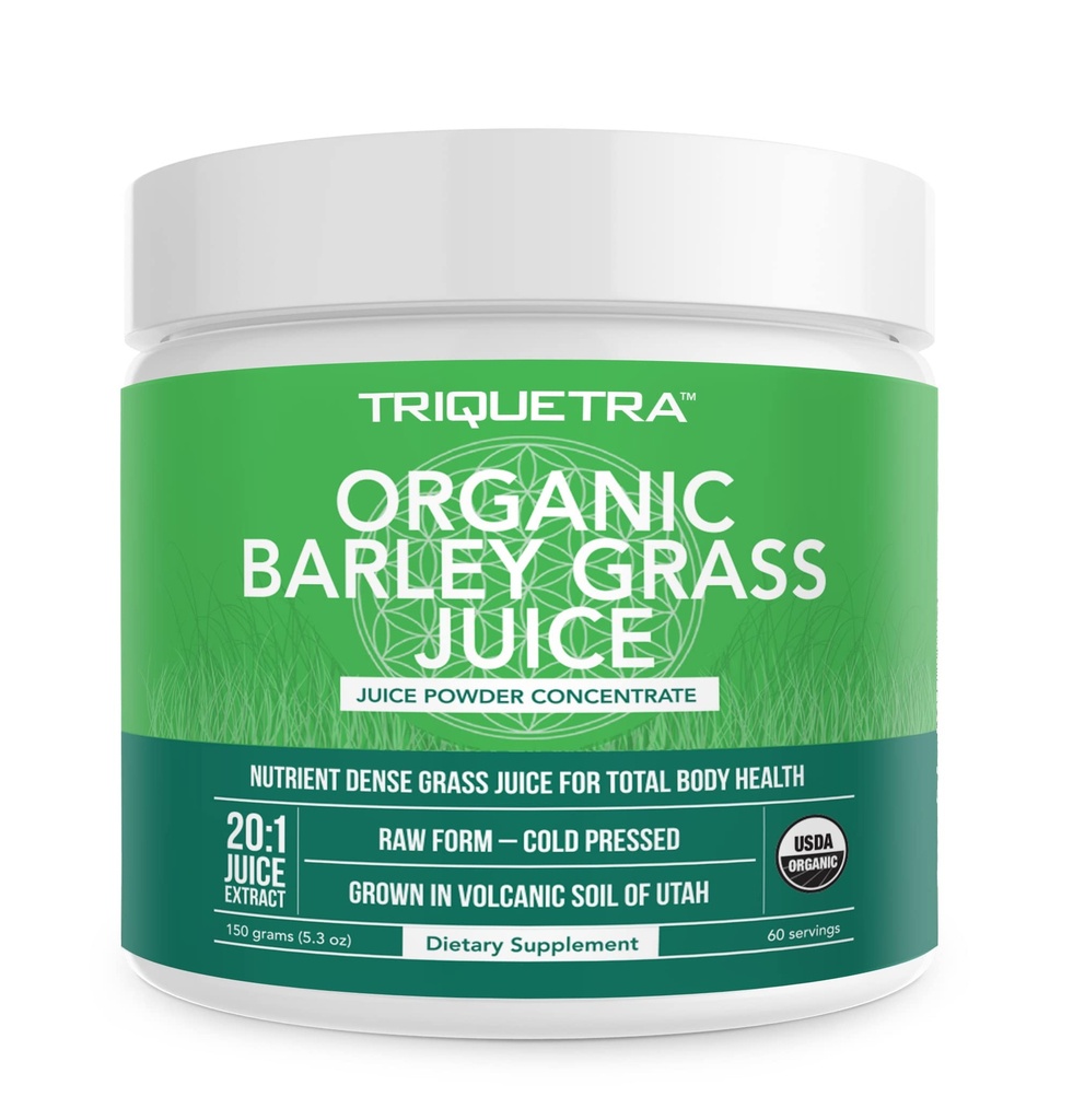 Ekološki sok iz ječmena - zraste v vulkanskih tleh Utah - Raw & BioActive Form, hladno pripravljen nato posušen CO2 – Gluten brez GSO, Vegan - komplementi Wheatgrass Juice Powder - 5.3 oz