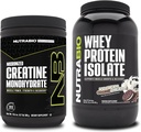 NutraBio Kreatin Monohidrat, nearomatiziran, 300g in sirotkin izolat beljakovin, sladoled Cookie Dream, dopolnilo - mišična energija, rast, okrevanje in moč