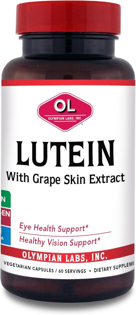 Olympian Labs Lutein 20 mg, 60 Kapsule oblikovane s FloraGLO in grozdno kožo ekstrakt, ki podpirajo zdravo vid in delovanje oči