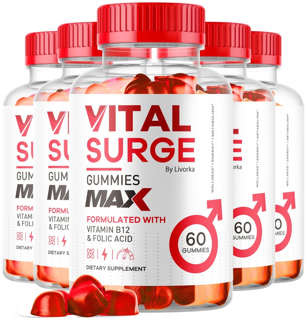 (5 Pack) Vital Surge MAX, VitalSurge Gummies MAX za podporo moškim, 1050 MG Advanced Max Strength Formula, VitalSurge MAX moški performans, Vital SurgeMAX Mens Gummies