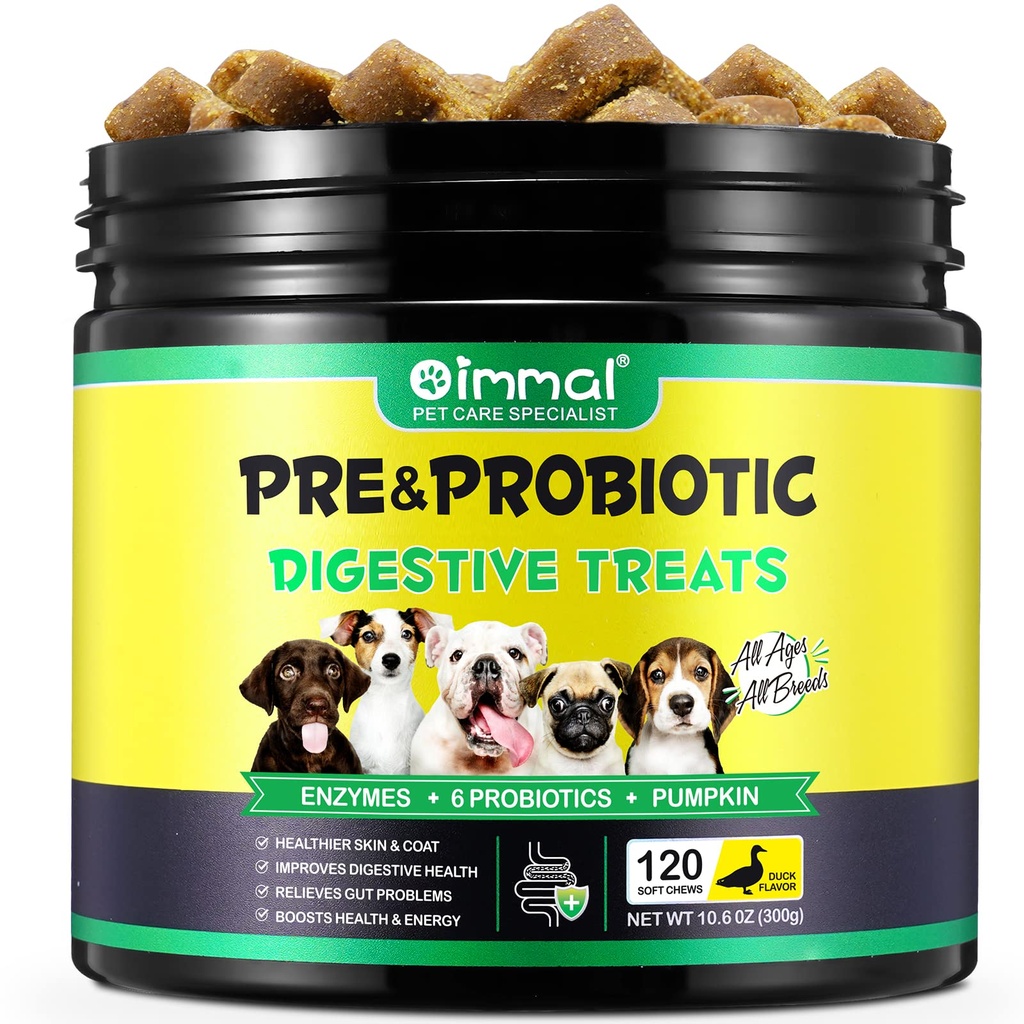 Probiotiki za pse - Pre & probiotične pregestivne terapije za pse, podpora Gut zdravje, Sezonske alergije, Srbeča ušesa, Dog dodatek mehkih žvečil, Podpora imunske funkcije za pse - 120pc/Duck Flavor