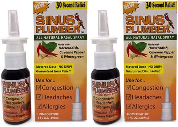 2-Pack od Sinus Plumber Nasal Spray - Ultimate Congestion Buster s Hren & Capsaicin