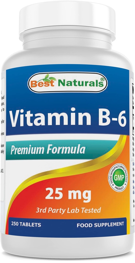 Best Naturals Vitamin B-6 25 Mg tablete, 250 Število