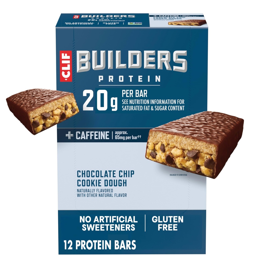 CLIF BUILDERS + Proteinske čokoladne čokolade - 20 g Rastlinske beljakovine - Brez glutena - Ne-GMO - Nizka glikemična - Brez umetnih sladil - 2,4 oz. (12 pakiranj)