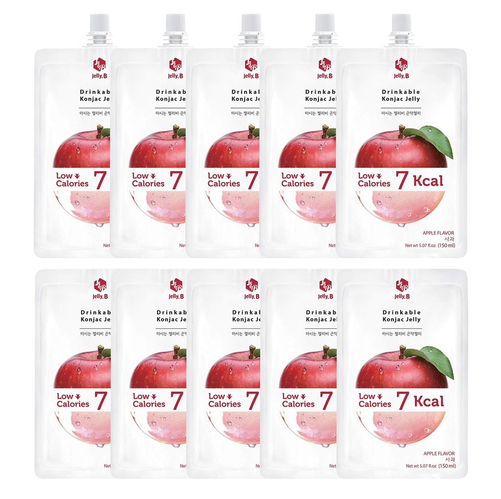 JELLY B Konjac Jelly (10 paketov po 150 ml) - 0 Gram Sugar, samo 6 kcal vsak paket (Apple)