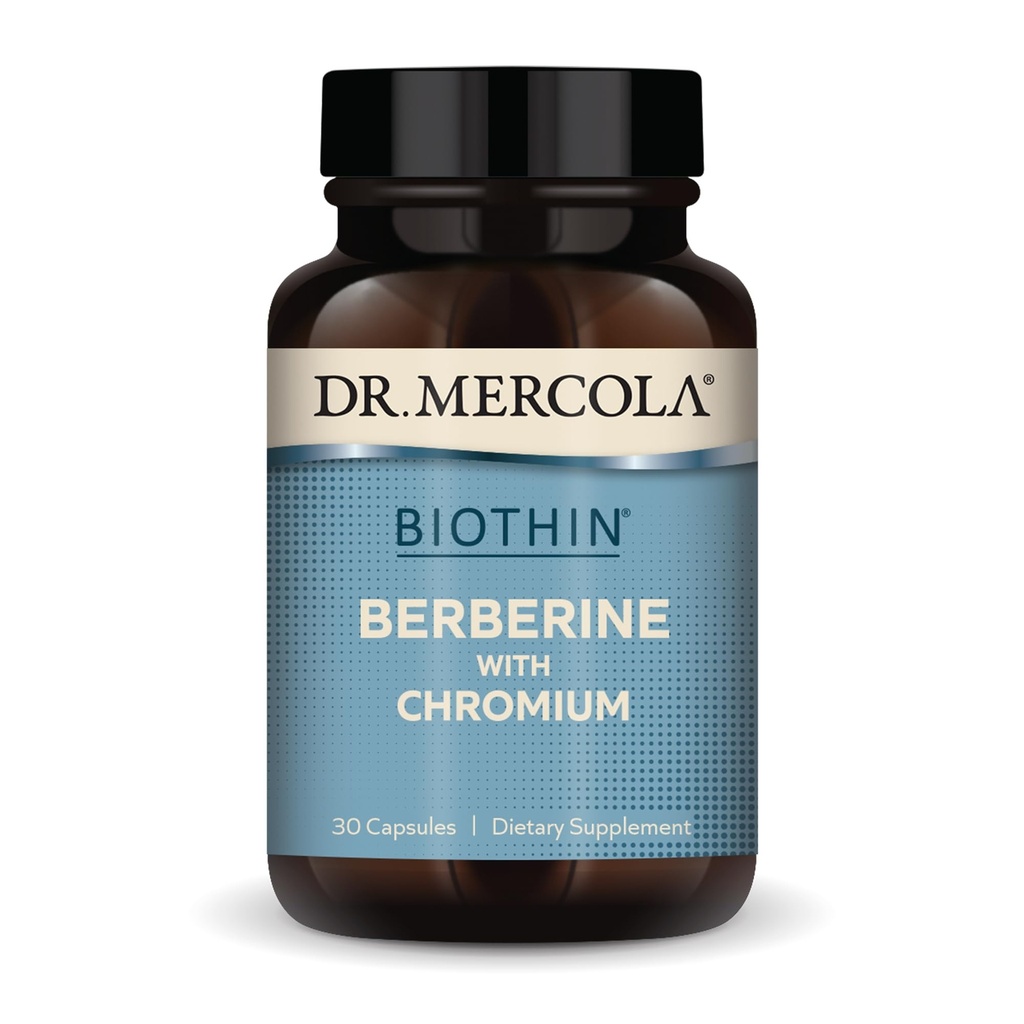 Dr. Mercola Biothin Berberine s kromom - podpira zdravo metabolično funkcijo - izboljšano absorpcijo - ne-GMO, Gluten-free & Soy-free - 30 kapsul (30 servivov)