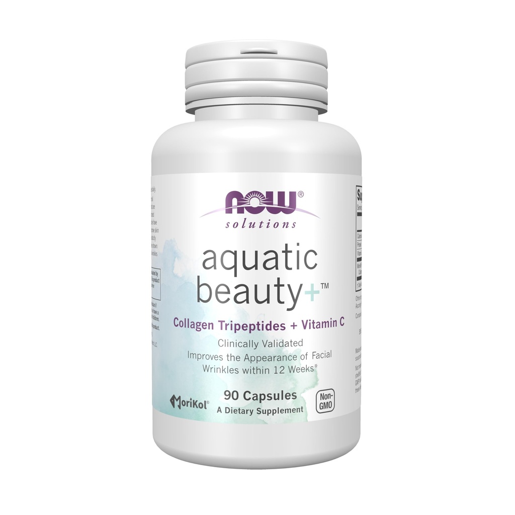 NOW Foods Solutions Aquatic Beauty+ Kapsule - Marine Collagen in vitamin C dodatek za mladostno kožo*, Non-GMO, 60 kapsul