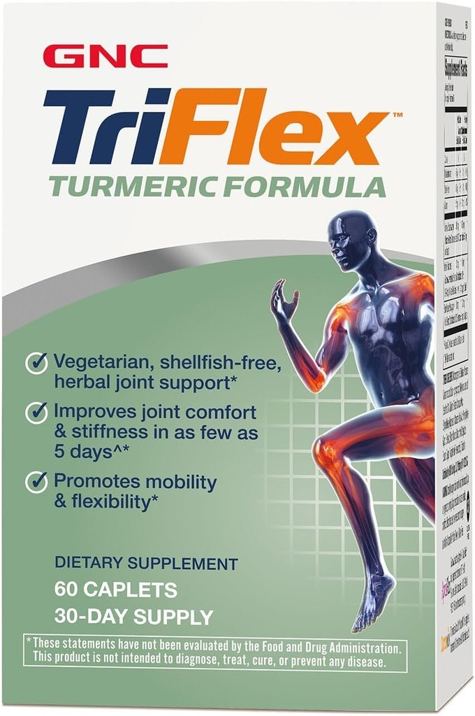 GNC TriFlex Turmeric Formula, Izboljša skupno udobje in trdnost, Spodbuja mobilnost in prilagodljivost, 60 Caplets