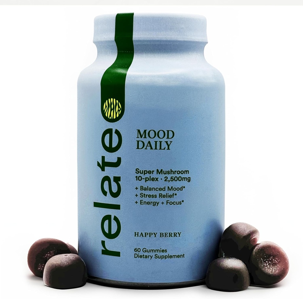 pripovedujejo Mood Daily Happy Berry Gummies - Super goba kompleks za uravnoteženega razpoloženja in kognitivne podpore - 60 Count