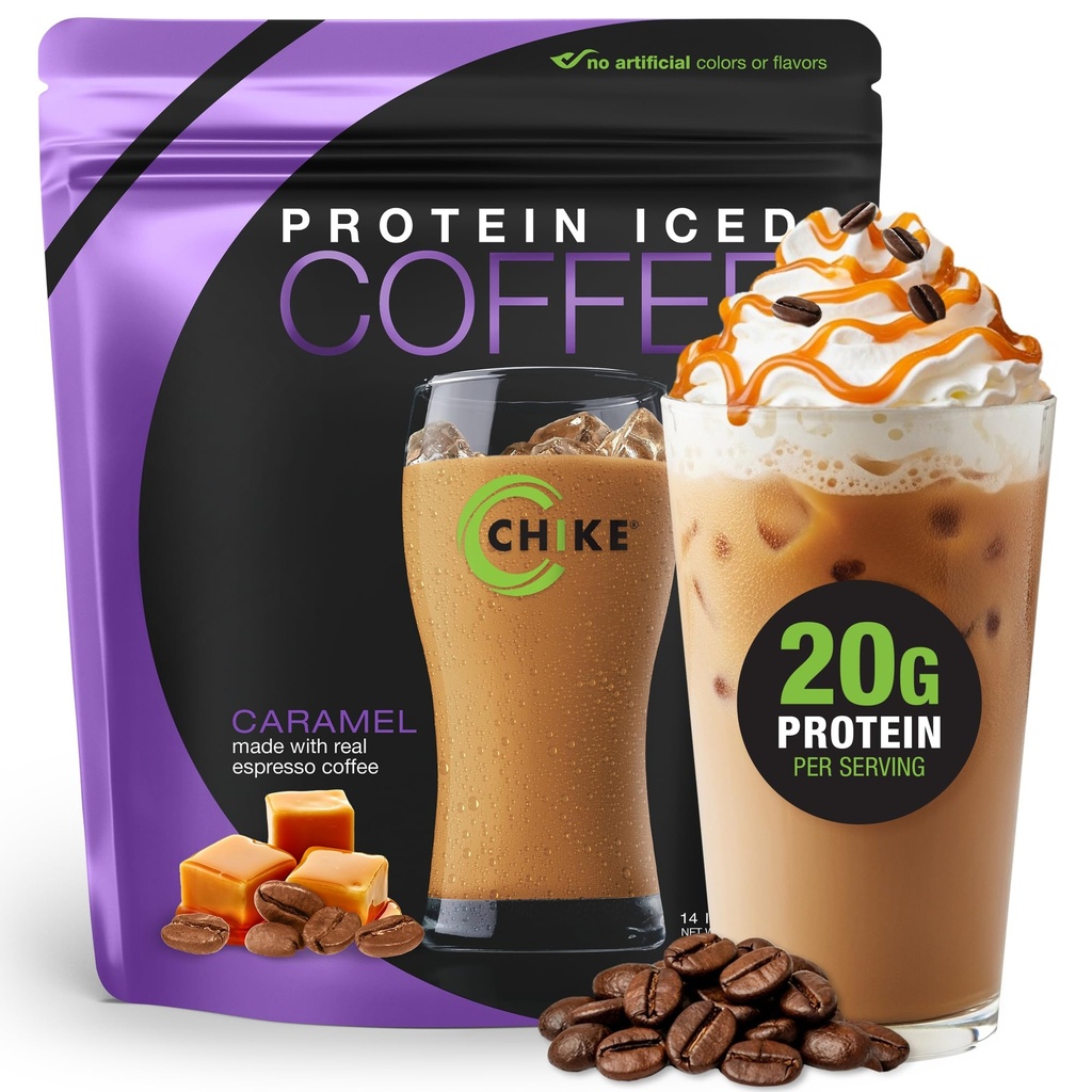Chike Caramel High Protein Iced Coffee, 20 G proteini, 2 Shots Espresso, 1 G sladkor, Keto prijazno in Gluten brezplačno, 14 Serving (14,3 Ounce)