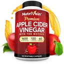 Nutrivein Premium Apple Cider Vinegar Dodatki z mamo - 1600 mg - 120 Apple Cider Vinegar Kapsule: ACV tablete za prebavljanje, Keto, čiščenje, in uravnotežena prehrana