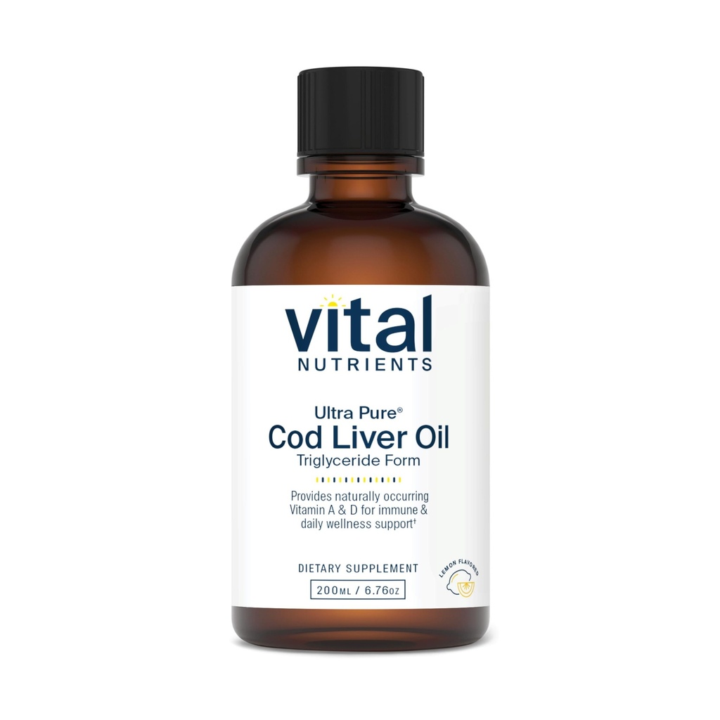 Vital Nutrients - Ultra Pure Cod Jetrno olje 1025 (farmakevtična stopnja) - 100% Čisto norveško Cod Jetrno olje - 200 ml na steklenico