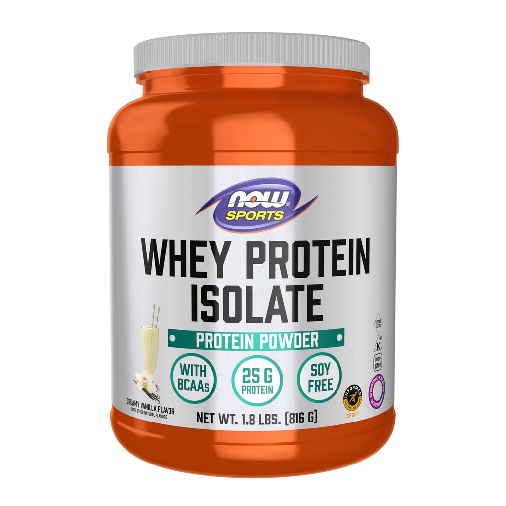 NOW Foods Sports Nutrition, Whey Protein Isolate, 25 G z BCAA, Creamy Vanilla Powder, 1,8-pound
