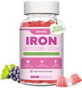 Veganska železni dodatek Gumiji za ženske & moške, anemija, Blood Builder & Energy Support for Iron Deficience, z vitaminom C, A, B kompleks, Folate, Beet Root, CoQ10, cink, sladkor brez, 60 Count