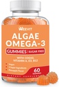 Brez sladkorja Omega 3 Gumies, Algae Omega 3 Dopolnilo za odrasle, Omega 3 DHA 240mg, EPA 110mg w/vitamin B12,CoQ10