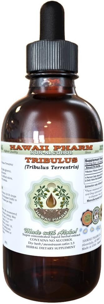 Tribulus brez alkohola Tekoči ekstrakt, Tribulus (Tribulus Terrestris) Suhi sadni glicerit Naravni zeliščni dodatek, Havaji Pharm, ZDA 2 fl.oz