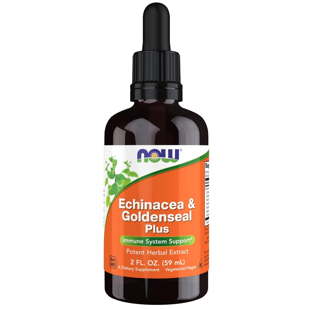 NOW Foods Supplements, Echinacea & Goldenseal Plus s kapalko, Podpora imunskega sistema*, 2-Ounce