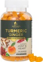 Kurkumin dopolnilo Gumi - 95% kurkuminoidi s kurkumi in ingver, črna paprika za najboljšo absorpcijo, Veganska skupna podpora, Non-GMO, Gluten Free, Okusni Peach Flavor - 120 Gumies
