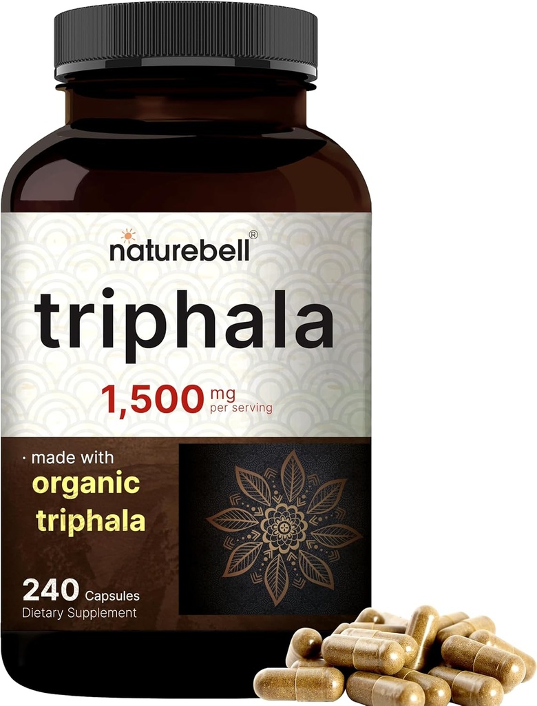 NatureBell Triphala Kapsule Dopolnilo, 1.500mg na Serving 