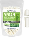 XPRS Nutra velikost 1 prazne kapsule - 100 Štetje prazne veganske kapsule - vegetarijanske tablete - DIY zelenjavne kapsule Polnjenje- Veggie tablete Kape za Do-it-Yourself dopolnila (bela)