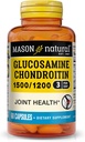 MASON NARAVNI glukozamin hondroitin 1500/1200 z vitaminom C, podpira skupno zdravje za normalno prilagodljivost in mobilnost*, 60 kapsul