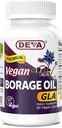 Deva Vegan Vitamini, Borage Oil 500mg, Bogat vir Omega-6 Maščobne kisline GLA (gama linolenska kislina), hladno Prezirana in nerafinirana, 90 tablet, 1-Pack