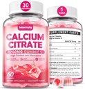 Kalcijev citrat Gumies 1200 mg za odrasle: Ultimate Absorpcija Kalcijev dodatek za ženske in moške - enostavno za prebavo, Vegan, Ne-GMO, Gluten prost - naravna jagodna aroma