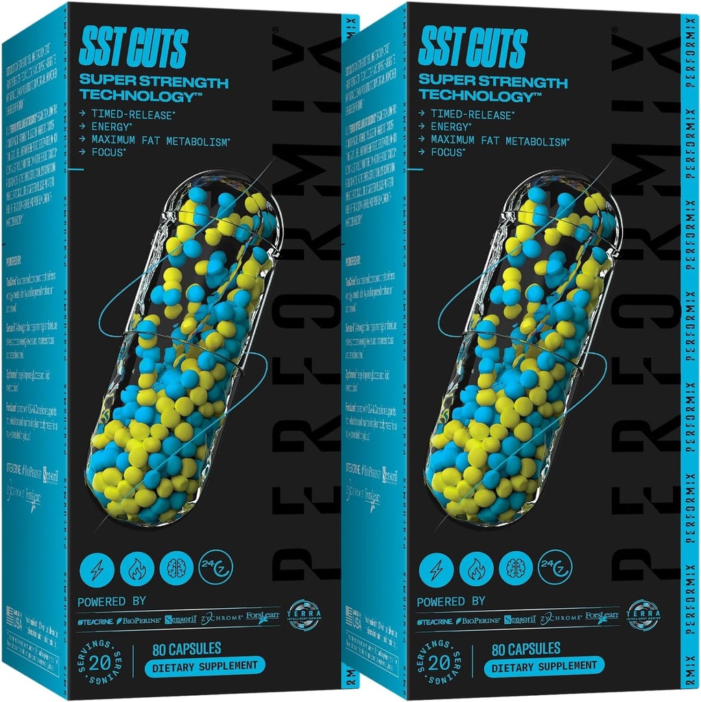 PERFORMIX - SST rezi - termogenska s CLA - energija, fokus in razpoloženje - Presnovna podpora - Nadzor lakote - Nootropična - Pred vadbo - Moški in ženske - 160 Serving - 2 paket