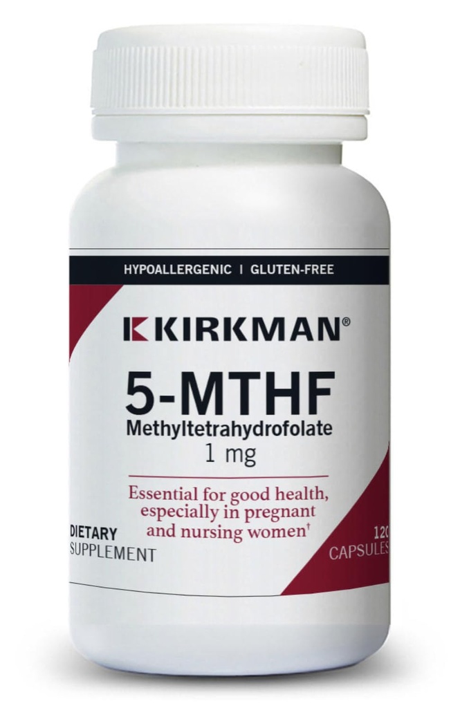 Kirkman 5-MTF - hipoalergene - 120 vegetarijanskih kapsul - folna kislina bistvena za dobro zdravje