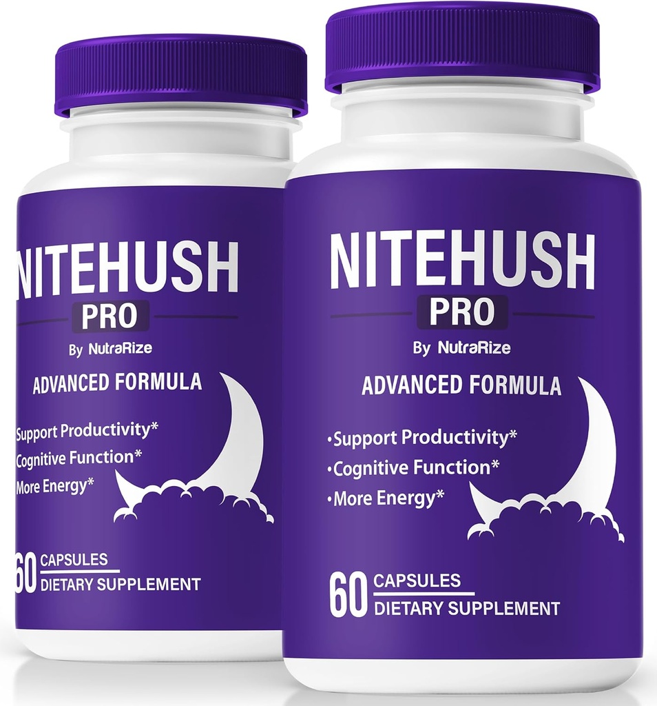 (2 paket) Nite Hush Pro Kapsule- Odklenite svoj polni potencial z NiteHush Pro Formula - Premium Podpora za fokus, koncentracija in uravnoteženo zdravje, Uradni NiteHushPro tablete Pregled (120 kapsul)