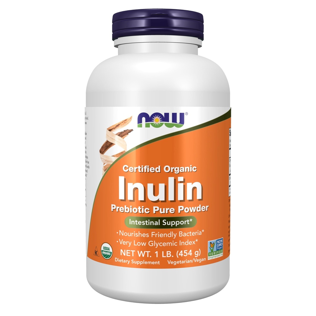 NOW Foods Supplements, Inulin Prebiotic Pure Powder, Certified Organic, Non-GMO Project Preverjena, Črevesna podpora*, 1-pound