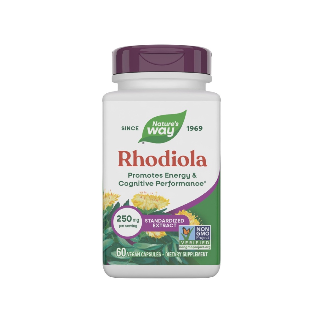 Narava Way Rhodiola Premium Extract, 250 mg na odmerek, Podpira energijo in kognitivno zmogljivost*, Adaptogene Herb*, Projekt Non-GMO Verified, Vegan, Gluten Free, 60 Kapsule (Packaging May Vary)