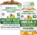 Alergija Relief + Omega 3 Bundle - Anti-Itch Skin&Coat dodatek + Alergija kože - Omega 3 ribje olje + EPA & DHA Maščobne kisline - Srbečica & Paw Licking + Skupno zdravje - 180 Chews + 180 Softgels - Made in USA