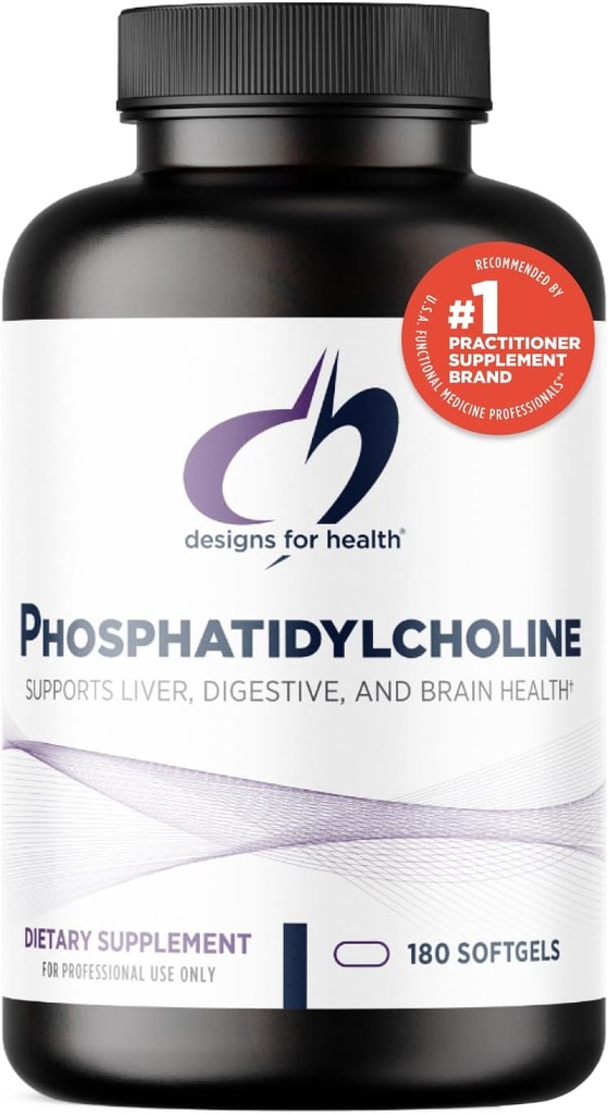 Zasnova za zdravje Fosfatidilholin Softgels - Fosfatidil Choline dodatek iz Soy Lecithin za podporo jeter + zdravje možganov (180 Softgels)
