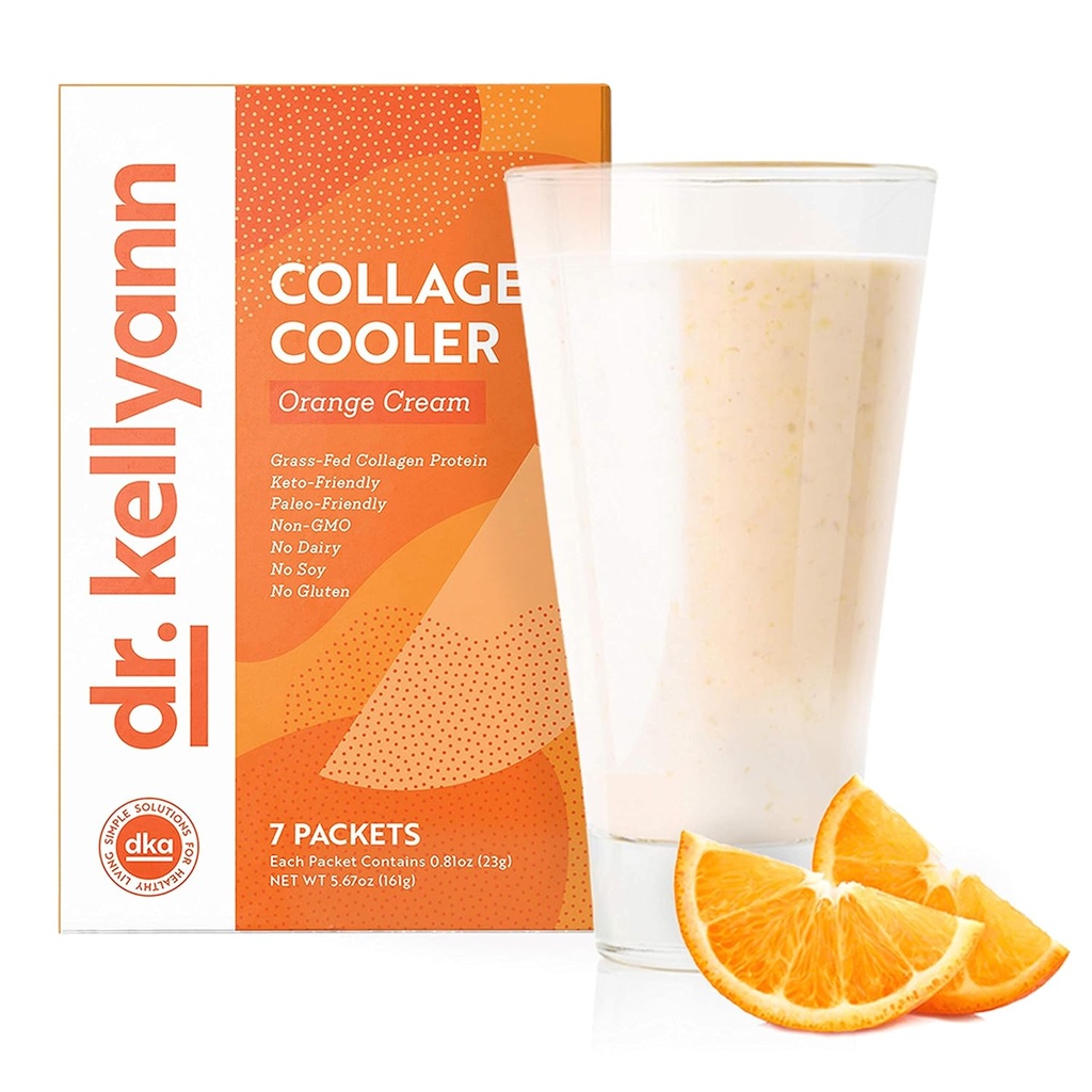 Dr. Kellyann Orange Cream Keto Shake Packets (7 strežnikov) – 15g beljakovine, travnato-krmni kolagen, Keto & Paleo-prijateljski, 1 pakiranje