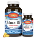 Carlson - Norveška Salmon Oil, 500 mg Omega-3, Norveška Salmon Oil dopolnilo, Wild Caught Omega 3 Salmon Oil Kapsule, Trajno izvorno, Možgani, Srce in skupno zdravje, 180+50 Softgels