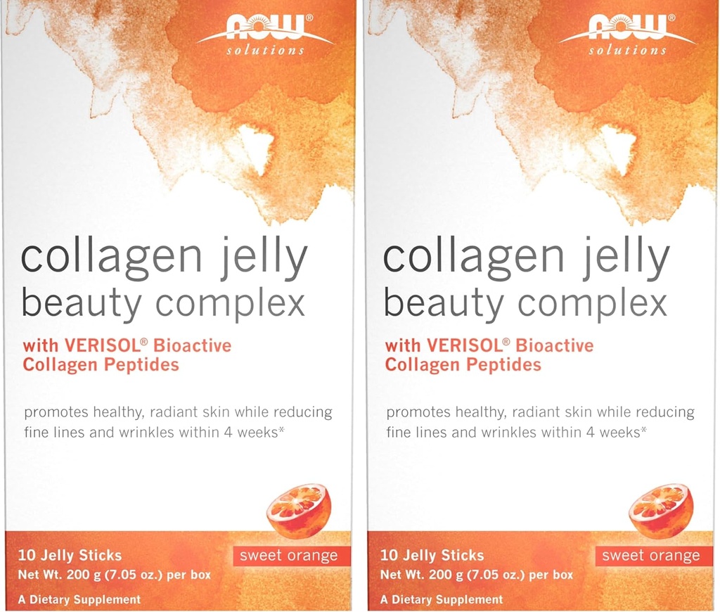 Zdaj rešitve, Collagen Jelly Beauty Complex, Sladka Orange Flavor, 10 Jelly palice (Pack z 2)