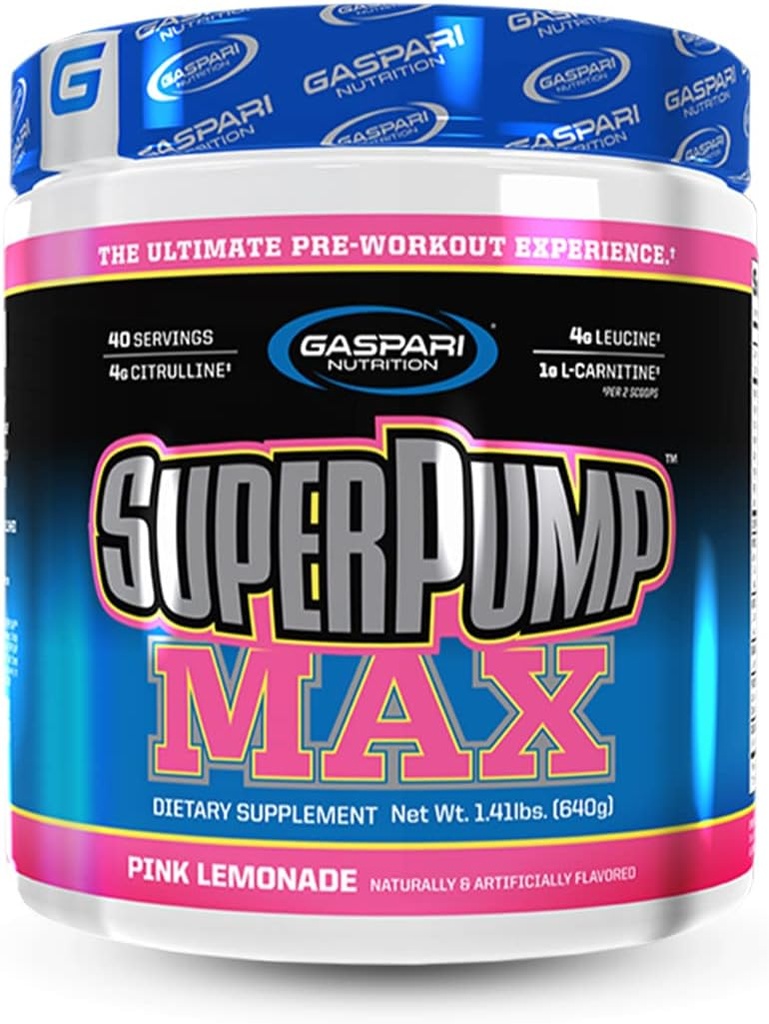 Gaspari Nutrition SuperPump MAX, The Ultimate Pre Workout Powder, Trajna energija Preworkout, Dušikov oksid Booster, Rast mišic, Recovery & Replenishes Elektroliti (Pink Limonada)