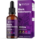Izvleček borovnice kapljice 2000mg (sambucus nigra) Zeliščni dodatek Absorbji boljše kot kapsule, 1 mesec zaloga, 84 strežbe, Tinktura brez alkohola - 2 Oz, pakiranje po 1