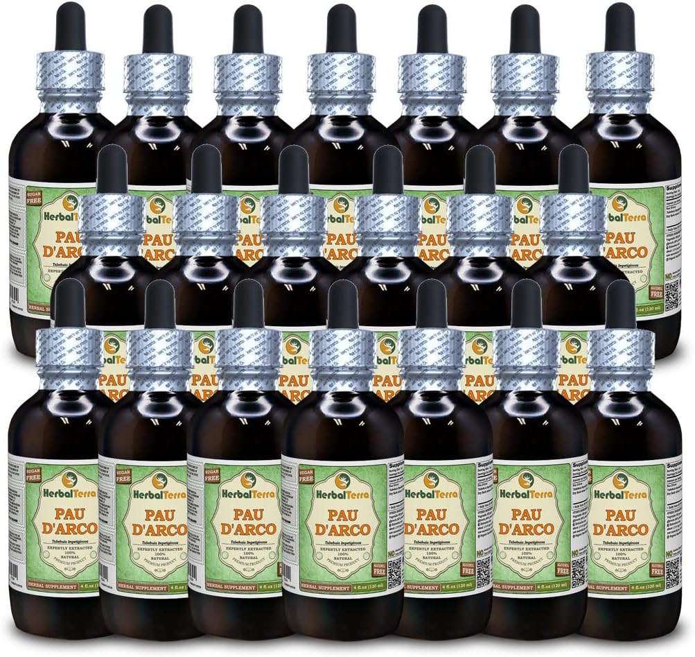 PAU d'arco (Tabebuia Impetiginosa) Glicerit, posušen tekoči ekstrakt brez alkohola (Brand Name: HerbalTerra, Proudly Made in USA) 20x4 fl.oz (20x120 ml)